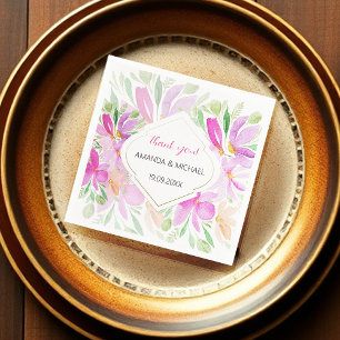 Servilleta De Papel Floral Boho Lila Acuarela Campo Moderno