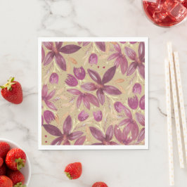 Servilleta De Papel Floral borgoña y oro