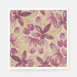 Servilleta De Papel Floral borgoña y oro