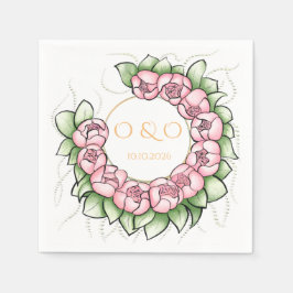 Servilleta de papel floral botánico peonía rubor r