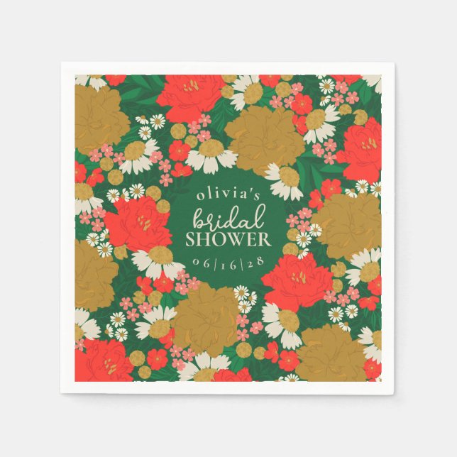 Servilleta De Papel Floral Bouquet Bridal Shower Paper Plates (Anverso)