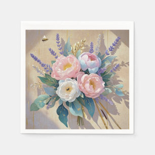 Servilleta De Papel Floral Bouquet peonies lavender