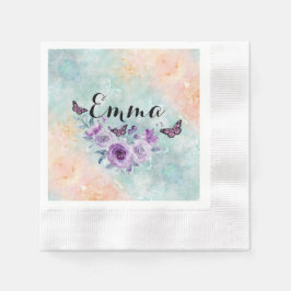 Servilleta De Papel Floral bouquet purple garden