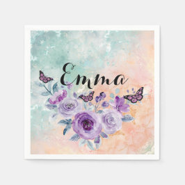 Servilleta De Papel Floral bouquet purple garden