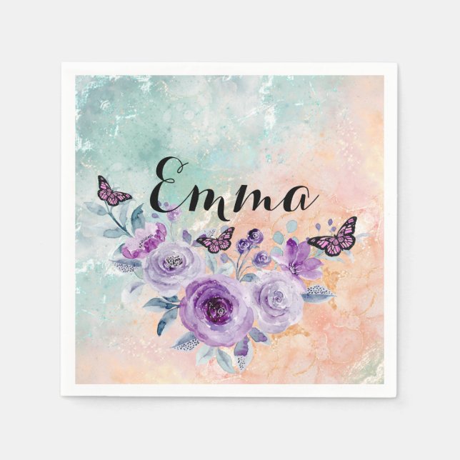 Servilleta De Papel Floral bouquet purple garden (Anverso)