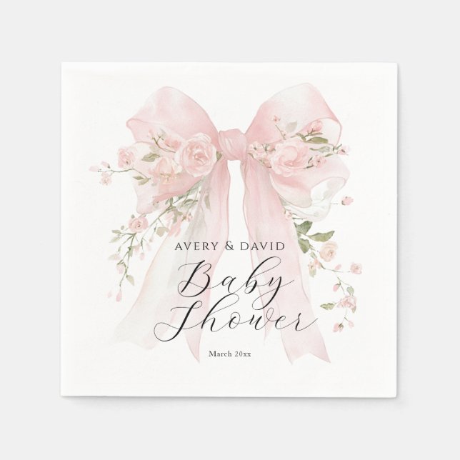 Servilleta De Papel Floral Bow Elegant Flower Girl Baby Shower (Anverso)