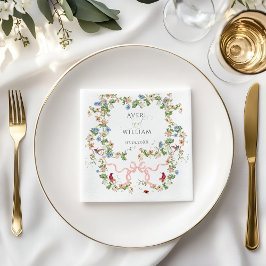 Servilleta De Papel Floral Bow Garden Rústico Elegante Boda de fotogra