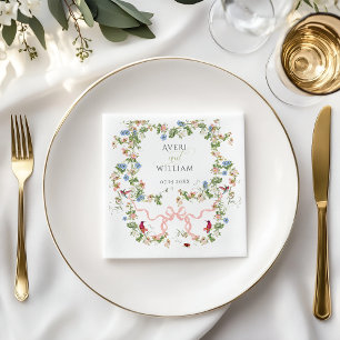 Servilleta De Papel Floral Bow Garden Rústico Elegante Boda de fotogra