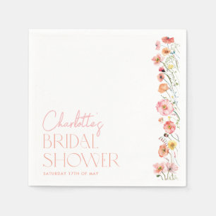 Servilleta De Papel Floral Bridal Shower Poppy Wildflower