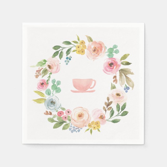 Servilleta De Papel Floral Bridal Shower Tea Fiesta Napkins (Anverso)