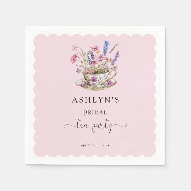 Servilleta De Papel Floral Bridal Shower Tea Fiesta Papel (Anverso)