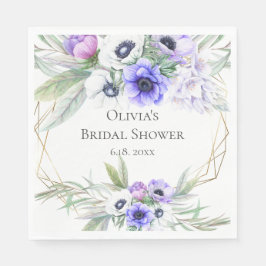 Servilleta De Papel Floral Bridal Shower Violet Anemone Floral