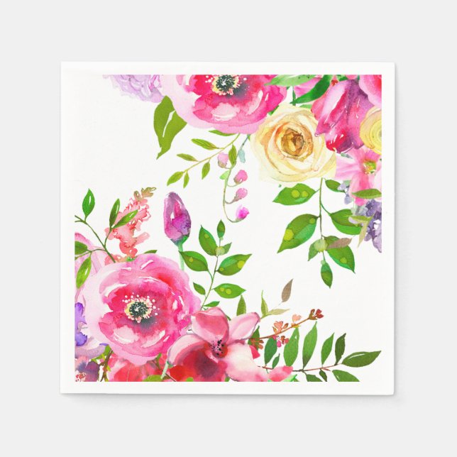 Servilleta De Papel Floral brillante negrita Primavera rosa Botánica M (Anverso)