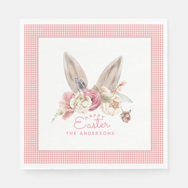 Servilleta De Papel Floral Bunny Ears Easter (Anverso)