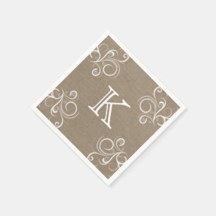 Servilleta De Papel Floral Burlap Monograma Napkins