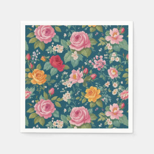Servilleta De Papel Floral Chic Shabby Con Rosas Y Flores Pequeñas