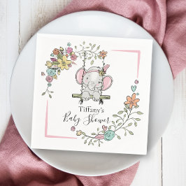 Servilleta De Papel Floral Chica de elefante lindo personalizada de Ba