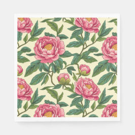 Servilleta De Papel Floral Chinoiserie rosa, verde y amarilla