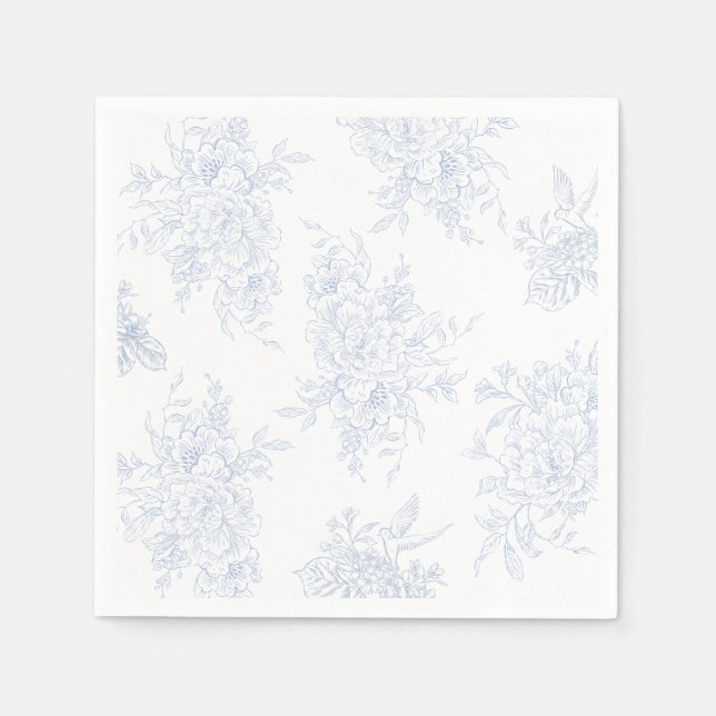 Servilleta De Papel Floral Chintz Chinoiserie Blue Toile Boda (Anverso)