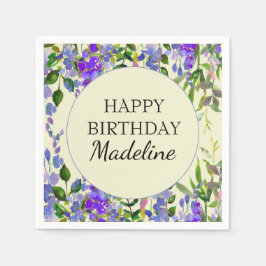 Servilleta De Papel Floral color morado en fiesta de cumpleaños amaril