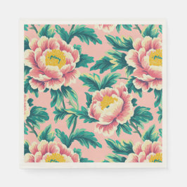 Servilleta de papel floral con chinoiserie rosa au