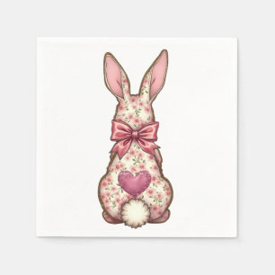Servilleta De Papel Floral Cottontail Bunny Coquette Bow Rabbit Easter
