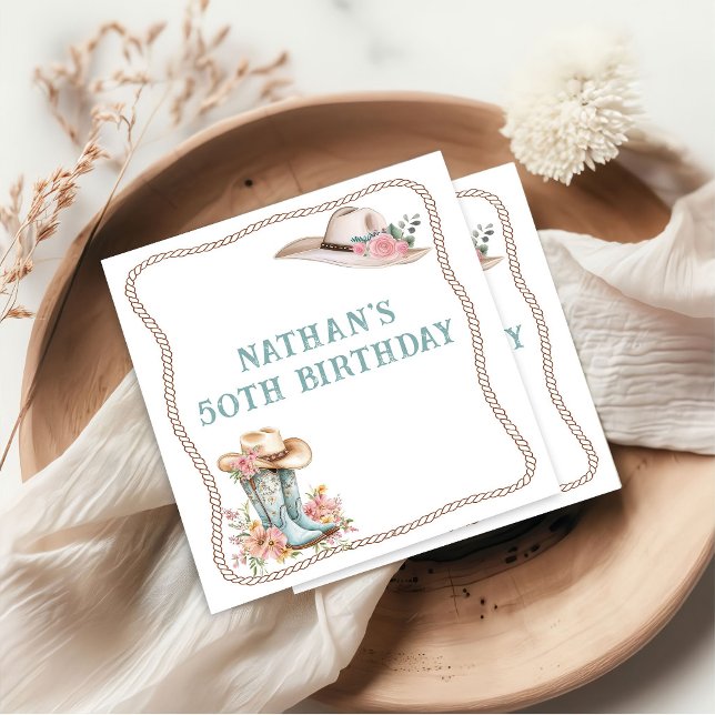 Servilleta De Papel Floral Cowgirl Boots and Hat Birthday Paper Napkin (Subido por el creador)