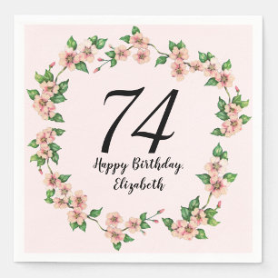 Servilleta De Papel Floral Cumpleaños 74 Cumpleaños Bonito Rosa Rubor