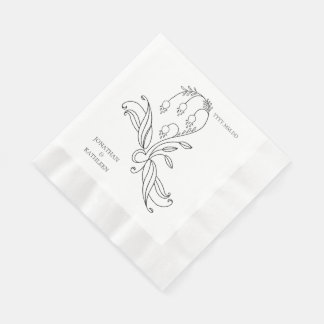 Servilleta De Papel Floral Custom Name Personalized Elegant 