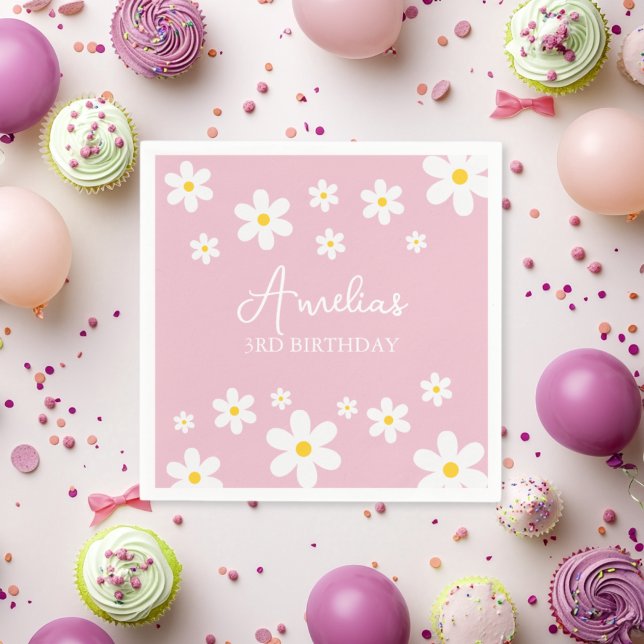 Servilleta De Papel Floral Daisy Fiesta rosa Napkin (Subido por el creador)