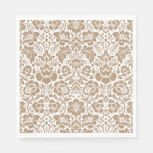 Servilleta De Papel Floral Damask Marrón Vintage Encaje Flores Boda