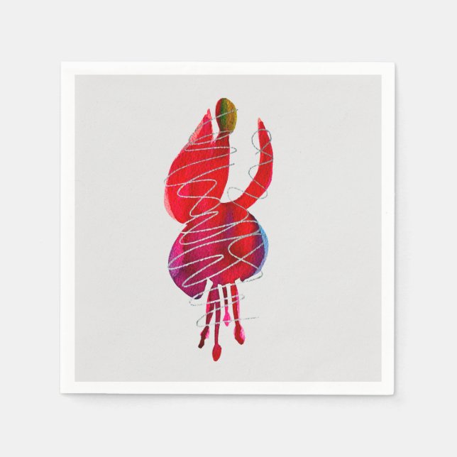 Servilleta De Papel Floral de acuarela abstracta de fucsia (Anverso)