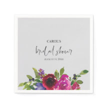 Servilleta de papel floral de acuarela gris perla