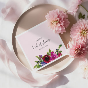 Servilleta de papel floral de acuarela rosa suave