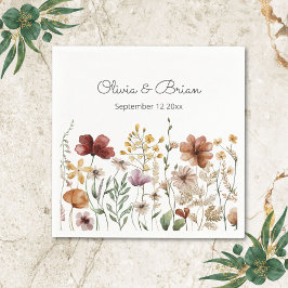 Servilleta De Papel Floral de acuarela silvestre personalizada