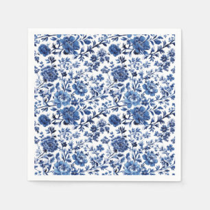 Servilleta de papel floral de acuarela Toile blanc