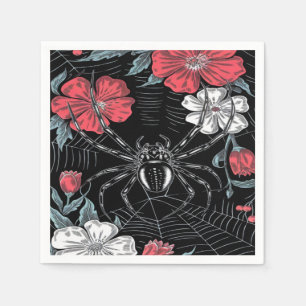 Servilleta De Papel Floral de araña romántica oscura