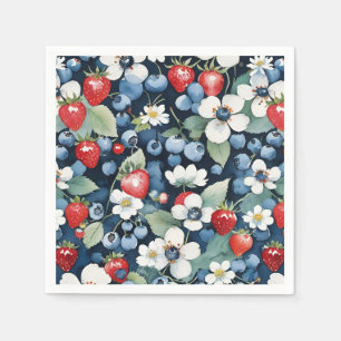 Servilleta De Papel Floral de arándanos y fresas