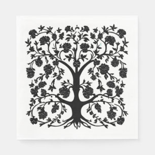 Servilleta De Papel Floral de árbol de la vida #5 negro y blanco