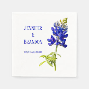 Servilleta De Papel Floral de azul sobre blanco, Boda