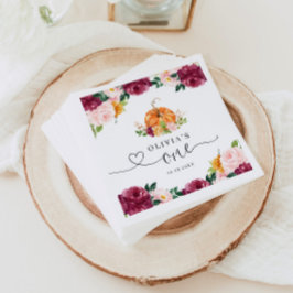 Servilleta De Papel Floral de caída de Borgoña Pequeña calabaza de pri