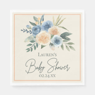 Servilleta De Papel Floral de color azul y color de arena azul y color