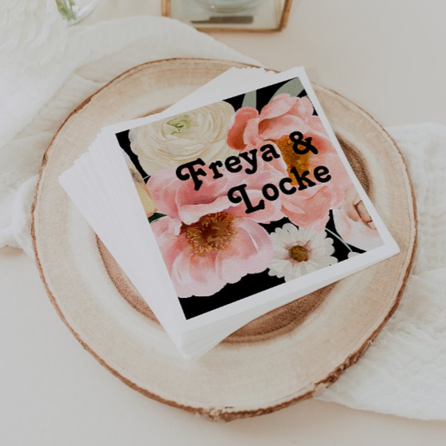 Servilleta De Papel Floral de colores audaces | Napkins Black Boda (Subido por el creador)