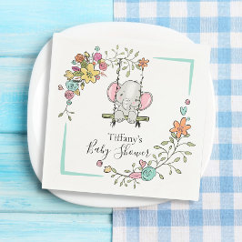 Servilleta De Papel Floral de elefante cute personalizado de Baby Show