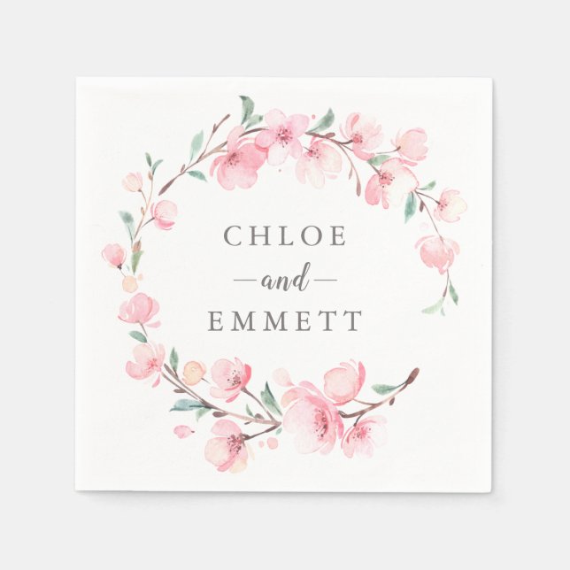 Servilleta De Papel Floral de flores de cerezo rosado rubio (Anverso)