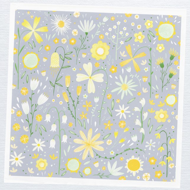Servilleta De Papel Floral de flores silvestres azules de bonito (Pretty floral wildflower paper party napkin)