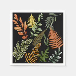 Servilleta De Papel Floral de follaje botánico de Fern oscuro y colori