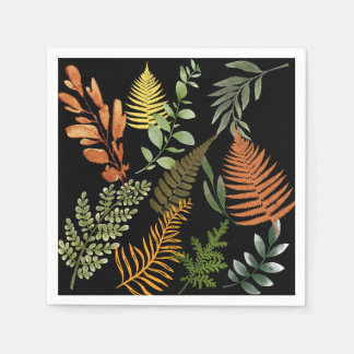 Servilleta De Papel Floral de follaje botánico de Fern oscuro y colori