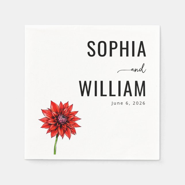 Servilleta De Papel Floral de Gerbera Roja Elegante (Anverso)