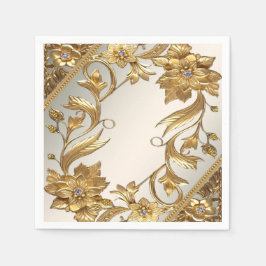 Servilleta De Papel Floral de Hojas Onduladas Doradas